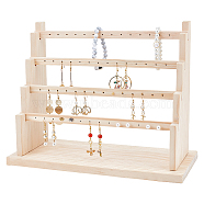4-Tier Wood Earring Display Organizer Holder, Earring Risers, Blanched Almond, Finished Product: 15x34x27cm, about 11pcs/set(EDIS-WH0031-05A)