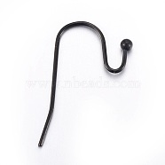 Stainless Steel Earring Hooks, Electrophoresis Black, 21x14mm, 22 Gauge, Pin: 0.6mm(STAS-L211-14-B)