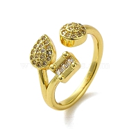 Brass with Cubic Zirconia Rings, Real 18K Gold Plated, Mixed Shapes, Inner Diameter: US Size 7 1/4(17.5mm)(RJEW-B057-03G-04)