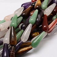 Natural Gemstone Beads Strands, Teardrop, 30x10mm, Hole: 1.2mm, about 13pcs/strand, 15.7 inch(G-E329-25)