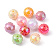 Eco-Friendly Poly Styrene Acrylic Beads, AB Color Plated, Round, Mixed Color, 12mm, Hole: 1.1mm(X-PL427)