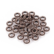 Tibetan Style Alloy Spacer Beads, Donut, Red Copper, Lead Free & Cadmium Free & Nickel Free, 8x2.5mm, Hole: 4mm(X-RLF11067Y-NF)