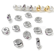 Valentine's Day Brass Micro Pave Clear Cubic Zirconia Beads, Heart, Platinum, 10.5x10x4mm, Hole: 1.6mm(KK-K361-06P)