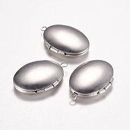 316 Stainless Steel Locket Pendants, Photo Frame Charms for Necklaces, Oval, Stainless Steel Color, 24x16x5mm, Hole: 1.6mm(STAS-G168-15P)