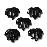 Natural Black Onyx(Dyed & Heated) Carved Pendants, Leaf Charms, 43~44x49~50x7~7.5mm, Hole: 1.4mm(G-K353-01I)