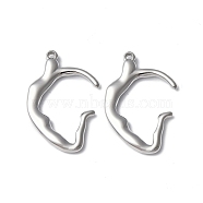 304 Stainless Steel Pendants, Stainless Steel Color, 31x21x3mm, Hole: 1.6mm(STAS-C066-28P)