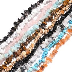 Chip Gemstone Beads Strands Mix, Assorted Colors, about 32~32.5 inch long, beads:5~8mm, hole: 1mm(M-F001)