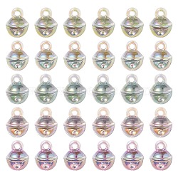 UV Plating Rainbow Iridescent Transparent Acrylic Pendant, Bell Charms, Mixed Color, 20.5x15.5mm, Hole: 3.5mm(OACR-P010-06)