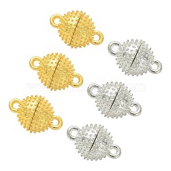 20 Sets 2 Colors Brass Magnetic Clasps, for Jewelry Making, Round, Golden & Silver, 15mm, Hole: 1.2mm, 10set/color(KK-CJ0001-86)
