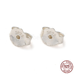 925 Sterling Silver Friction Ear Nuts, with S925 Stamp, Silver, 4.5x5.5x3mm, Hole: 0.9mm, about 222Pcs/20g(STER-G041-02B)