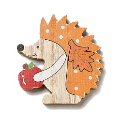 Autumn Single Face Printed Wood Cabochons, Hedgehog, 109x104x12mm(WOOD-I010-01D)