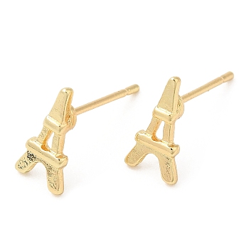 Eiffel Tower Alloy Stud Earrings for Men Women, with 304 Stainless Steel Steel Pin, Cadmium Free & Lead Free, Light Gold, 9.5x5mm