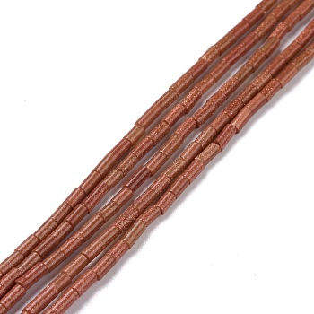 Synthetic Goldstone Beads Strands, Column, 4x2.5mm, Hole: 1mm, about 87pcs/strand, 14.88~15.12 inch(37.8~38.4cm)