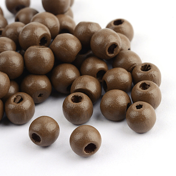 Natural Wood Beads, Dyed, Round, Camel, 10x9mm, Hole: 2.5~3.5mm, about 3000pcs/1000g