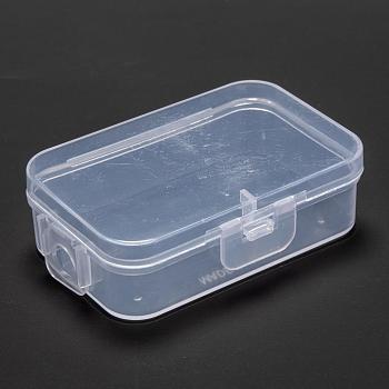 Polypropylene(PP) Bead Storage Container, Mini Storage Containers Boxes, with Hinged Lid, Rectangle, Clear, 6.8x4.5x2.1cm, Inner Size: 6.4x4.1cm