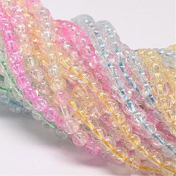 Synthetic Crackle Quartz Beads Strands, Round, Dyed, Mixed Color, 8mm, Hole: 1mm, about 50pcs/strand, 15.75 inch