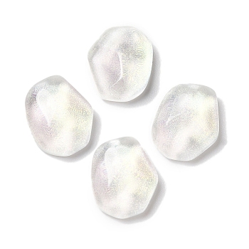 K9 Glass Cabochons, with Glitter Powder, Potato, White, 9.9x7.8x3.8mm