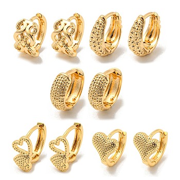 Light Gold Brass Hoop Earrings for Women, Mixed Shapes, 9~13x4~7mm