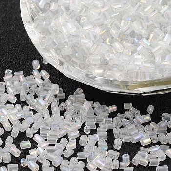 11/0 Two Cut Glass Seed Beads, Hexagon, Gray, Size: about 2.2mm in diameter, about 4500pcs/50g