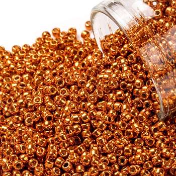 TOHO Round Seed Beads, Japanese Seed Beads, (PF562) Permafinish Opaque Galvanized Saffron, 11/0, 2.2mm, Hole: 0.8mm, about 50000pcs/pound