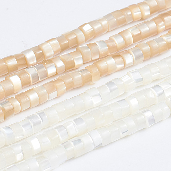 Natural Trochid Shell/Trochus Shell Beads Strands, Column, Mixed Color, 3.5~4x2~2.5mm, Hole: 0.8mm, about 176pcs/strand, 15.94 inch(40.5cm)