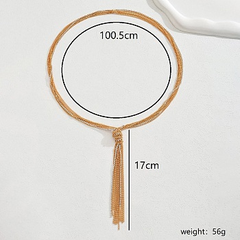 Stylish Stainless Steel Tassel Y-Shaped Necklaces for Women's Party, Golden, 39.57 inch(100.5cm)