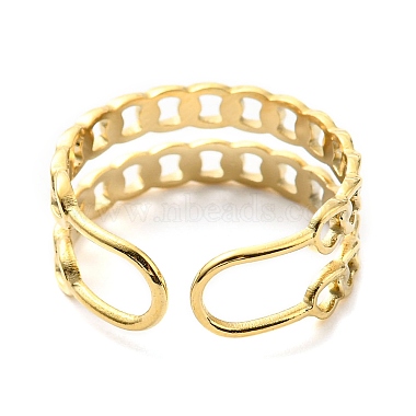 304 Stainless Steel Curb Chains Shape Open Cuff Ring for Women(RJEW-C016-02G)-3