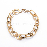 304 Stainless Steel Cable Chain Bracelets, with Lobster Claw Clasps, Golden, 8-1/4 inch(215mm), 11mm(BJEW-P064-27G)