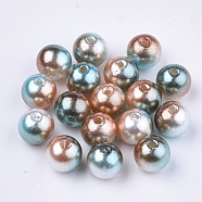 Rainbow ABS Plastic Imitation Pearl Beads, Gradient Mermaid Pearl Beads, Round, Camel, 4x3.5mm, Hole: 1.2mm, about 720pcs/20g(X-OACR-Q174-4mm-09)