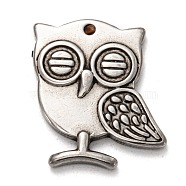 304 Stainless Steel Pendants, Owl, Antique Silver, 25x22.5x3.5mm, Hole: 1.5mm(STAS-I170-17AS)