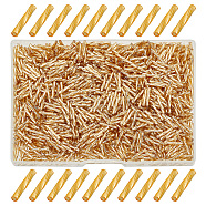 1000Pcs Glass Twisted Bugle Beads, Metallic Colours, Gold, 12x2mm, Hole: 0.5mm(SEED-HY0001-12B)