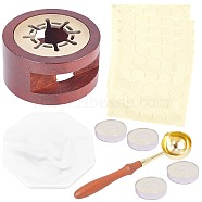 CRASPIRE DIY Stamp Making Kits, Including Wooden Sealing Wax Melting Furnace, Porcelain Cup Coasters, Brass Wax Sticks Melting Spoon, Candle and Gift Tag Labels Self-Adhesive Present Stickers, Mixed Color, 7pcs/set(DIY-CP0004-47M)