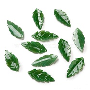 Acrylic Pendants, Leaf, Green, 27~28x12~13x2~3mm, Hole: 0.9~1mm(SACR-C002-09)
