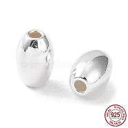 925 Sterling Silver Bead, Rice, Silver, 9x6mm, Hole: 2mm(STER-H106-03A-S)