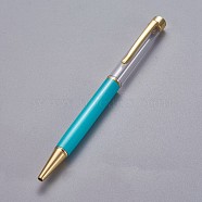 Creative Empty Tube Ballpoint Pens, with Black Ink Pen Refill Inside, for DIY Glitter Epoxy Resin Crystal Ballpoint Pen Herbarium Pen Making, Golden, Turquoise, 140x10mm(AJEW-L076-A21)