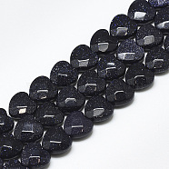 Synthetic Blue Goldstone Beads Strands, Faceted, Heart, 10x10x5mm, Hole: 1.2mm, about 20pcs/strand, 7.4 inch(X-G-S357-E01-19)
