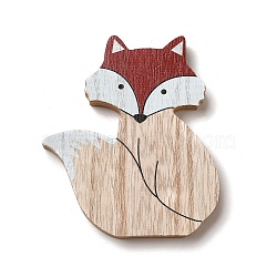 Autumn Single Face Printed Wood Cabochons, Fox, 108x97x12mm(WOOD-I010-01F)