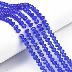 Glass Beads Strands, Faceted, Rondelle, Royal Blue, 6x5mm, Hole: 1mm, about 85~88pcs/strand, 16.1~16.5 inch(41~42cm)(EGLA-A034-T6mm-D31)