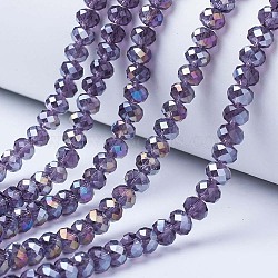Electroplate Glass Beads Strands, AB Color Plated, Faceted, Rondelle, Indigo, 2.5x2mm, Hole: 0.4mm, about 199pcs/strand, 13.4 inch(34cm)(EGLA-A034-T1mm-B13)
