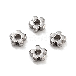 Non-Tarnish 201 Stainless Steel Beads, Flower, Stainless Steel Color, 5x5x2mm, Hole: 1.6mm(STAS-B072-10P)