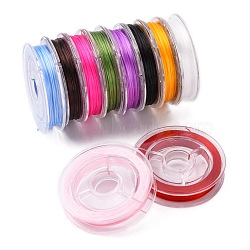 Strong Stretchy Beading Elastic Thread, Flat Elastic Crystal String, Mixed Color, 0.8mm, about 10.93 yards(10m)/roll(EW-N002-M)