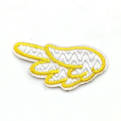 Computerized Embroidery Cloth Iron On/Sew On Patches, Costume Accessories, Left Wing, Gold, 20x39mm(WI-PW0001-031C-04)