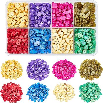 144G 8 Style Natural & Synthetic Gemstone Beads Strands, Chip, Mixed Color, 5~13x5~13x1~7mm, Hole: 1mm, 18g/style