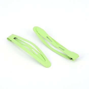 Metal Snap Hair Clips, Spray Painted, Oval, Green Yellow, 44x10x3mm