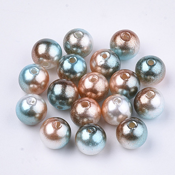 Rainbow ABS Plastic Imitation Pearl Beads, Gradient Mermaid Pearl Beads, Round, Camel, 4x3.5mm, Hole: 1.2mm, about 720pcs/20g