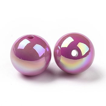 ABS Plastic Beads, AB Color Plated, Round, Violet, 16x15mm, Hole: 2mm
