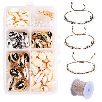 DIY Jewelry Set Making, with Cowrie Shell Beads, Iron Spacer Beads, Waxed Polyester Cords, Mixed Color, 110x70x30mm