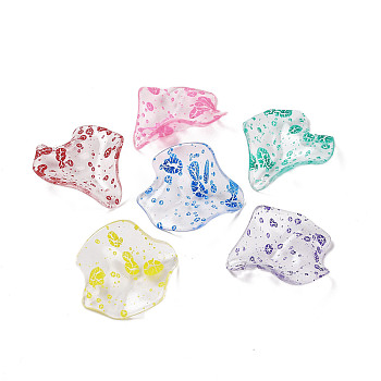 Transparent Acrylic Beads, Leaf, Mixed Color, 27x24x9mm, Hole: 1.6mm
