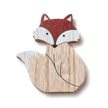 Autumn Single Face Printed Wood Cabochons, Fox, 108x97x12mm