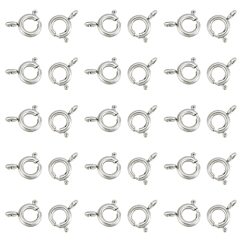 30Pcs Ion Plating(IP) 304 Stainless Steel Spring Ring Clasps, Stainless Steel Color, 6x1.6mm, Hole: 1.6mm